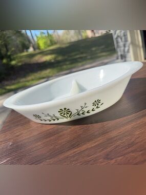 Glasbake Crazy Daisy Divided Baking Dish Vintage
